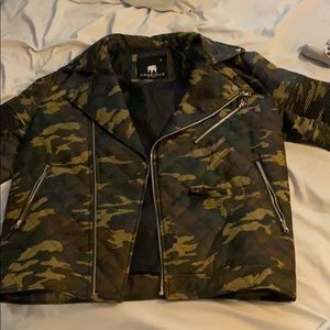 American stitch camo biker coat